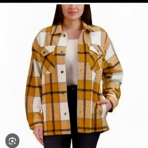 HFX Tangerine And White Plaid Button-Up Jacket.. (52)